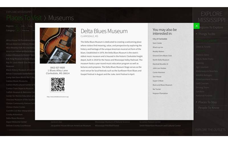 Explore Mississippi Interactive Kiosk